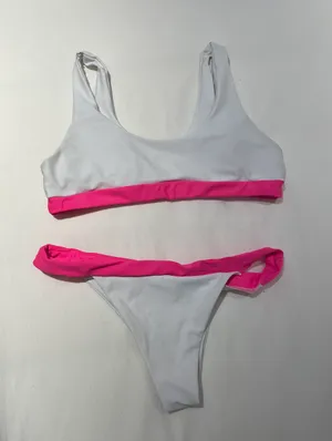Zaful White Bikini Pink Trim Set thumbnail 2