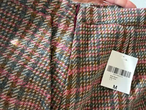 Forever 21 Tweed Plaid Skirt Grey Pink thumbnail 5