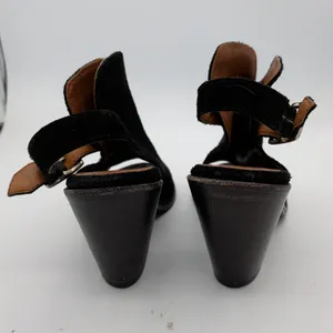 Frye Courtney‎ Black Suede Slingback Peep Toe Block Heel Booties Womens 7.5 B thumbnail 5