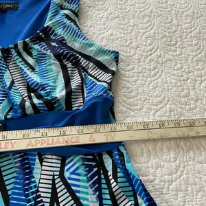 Perceptions Vibrant Blue Patterned Midi Dress Size Medium thumbnail 9