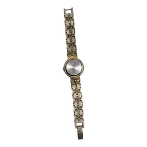 Vtg 1990s Becora Two Tone Gold Silver Bracelet Link Rhinestone Dial Dress Watch thumbnail 3