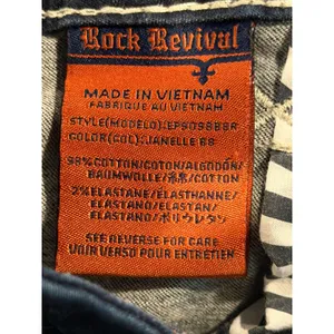 Rock Revival Janelle Bootcut‎ Jeans Dark Wash Low Rise Flap Pockets Bling SZ 28 thumbnail 4
