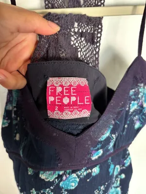 Free People floral lace-back cami top size 2 thumbnail 3
