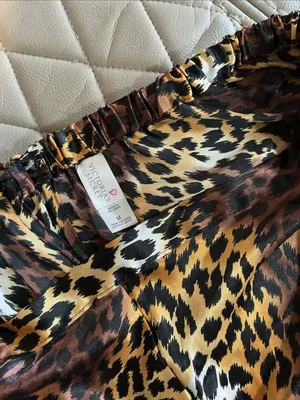Victoria's Secret Leopard Print Satin Sleep Shorts in Brown and Gold thumbnail 5