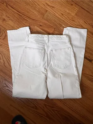 Abercrombie & Fitch 90’s Straight Cream High-Rise Crossover Jeans thumbnail 6