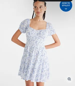 Aeropostale White with blue flowers dress S thumbnail 1