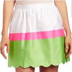 Lilly Pulitzer Colorblock Stripe Mimosa Skirt Scallop Hem Pockets Size‎ Large thumbnail 2