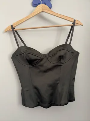 Aritzia TEN 4 Satin Bustier Corset Cami Top Coal Grey Sweetheart Minimal Party thumbnail 2