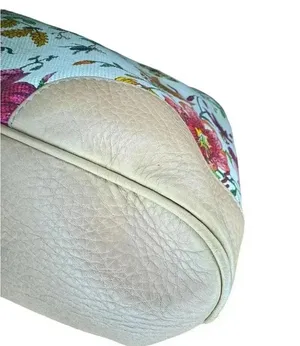 Gucci Vintage Medium Floral Camvas Pink/Beige Leather Tote Bag. thumbnail 5