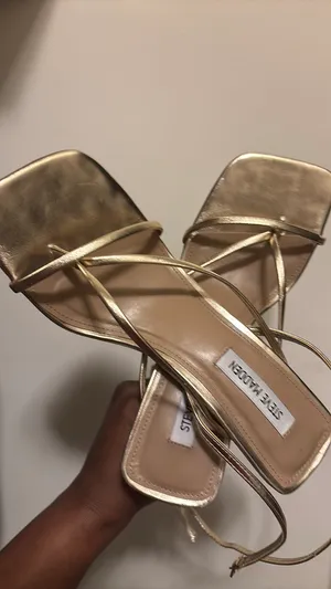 Sandals Steve Madden Gold Strappy Square Toe 👡 thumbnail 12