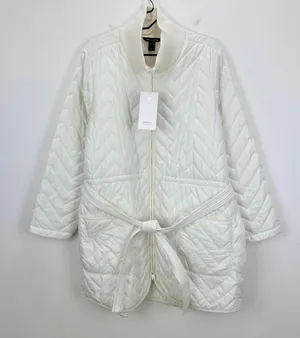 Athleta Mendocino Puffer Coat Quilted White Light Quilted Belted Size 2X NWT thumbnail 7