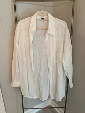 White Oversized Beach Coverup thumbnail 1