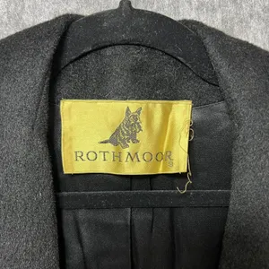Vintage Rothmoor Coat Black Wool‎ 40s 50s Mid Century Union Made A Line Overcoat thumbnail 4
