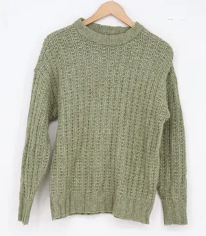 American Eagle Sweater Womens XXS Crewneck Green Textured Knit thumbnail 1