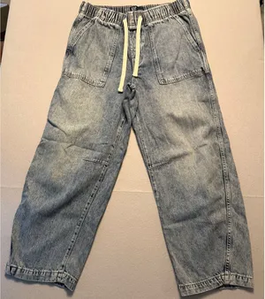 Gap Supersoft Pull-On Barrel Jeans Light Wash Denim Women Size M thumbnail 1