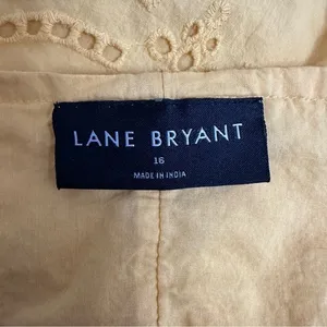Lane Bryant 16 Eyelet Blouse Bright Yellow Cotton thumbnail 4