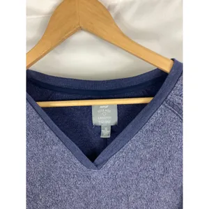 Aerie Just Add Leggings Womans V Neck Fleece Sweater Blue Size Small thumbnail 2