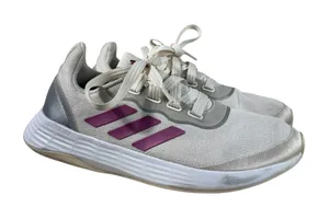 Adidas QT Racer White Pink Striped Lightweight Low Top Athletic Running Sneakers thumbnail 1