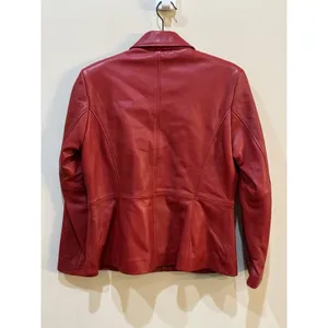 Whet Blu Leather Jacket Womens Size Medium Petite Red Zip Up thumbnail 4