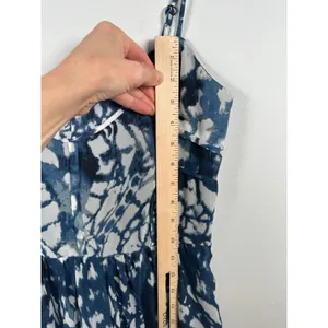 Betsey Johnson Size 6 Maxi Dress Womens Tie Dye‎ Deep V Blue White Sweetheart thumbnail 10