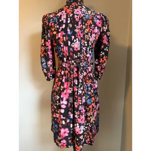 Plenty by Tracy Reese Floral Pleated Mock Neck Midi‎ Dress Black Pink Blue thumbnail 3