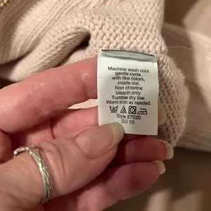 J Crew size XS cream long sleeve angled zip front floppy collar cardigan GUC thumbnail 5