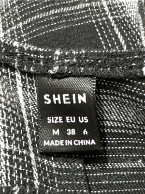SHEIN Plaid Overall Jumpsuit M Black/White EUC thumbnail 4
