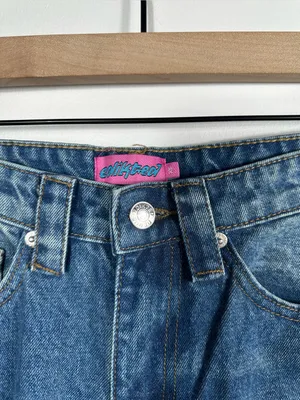 Edikted Wide Leg Carpenter Jeans Y2K Skater Baggy Denim‎ Blue High Rise XS thumbnail 6