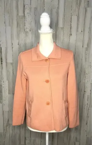 Talbots Women's Small‎ Coral Merino Wool Long Sleeve Mock Neck Blazer Jacket thumbnail 1
