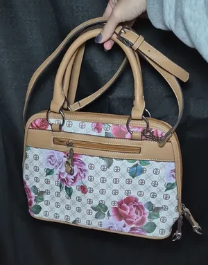 Giani Bernini Floral Logo Bag Purse Satchel in Tan and Pink Shoukder Crossbody thumbnail 1