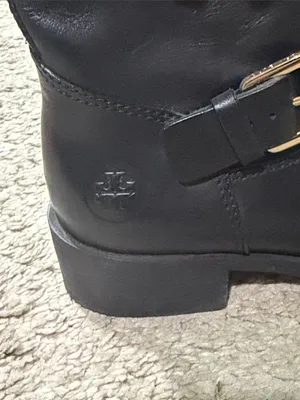 Tory Burch Black Bennie Buckle Moto Boots with Gold Hardware size 5 EUC thumbnail 5