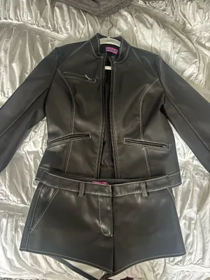 Edikted Leather Jacket and Shorts Set thumbnail 4