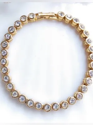 Avon Vintage Gold Crystal Tennis Bracelet - Women Jewelry thumbnail 1