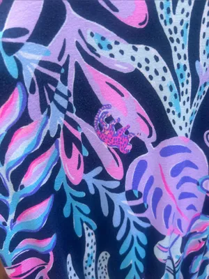 Lilly Pulitzer Wyota Tropical Jungle Blue Purple Jumpsuit Size Large thumbnail 6