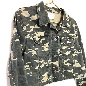 Tinsel‎ Town Crop Jean Shacket Shirt Jacket S Camo Green thumbnail 3