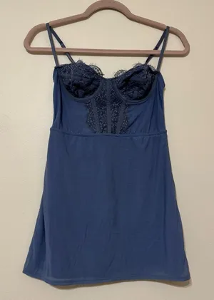 Urban Outfitters Modern Love Corset Blue Lace Mini Dress thumbnail 1