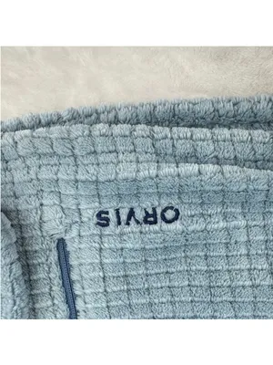 Orvis Pastel Blue Pullover Quarter Snap Mock Neck Pockets Teddy Faux Fur Medium thumbnail 3