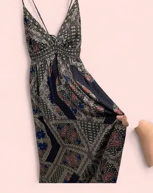 Fire Los Angeles maxi tie strap babydoll dress boho whimsigoth mermaid festival thumbnail 2