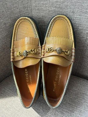 Kurt Geiger women’s Mustard Yellow Lizard-Textured Bit Loafers thumbnail 2