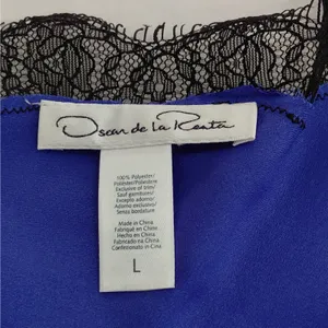 Oscar de la Renta Womens Top Size Large Blue Satin Lace Lounge Romantic Lingerie thumbnail 5