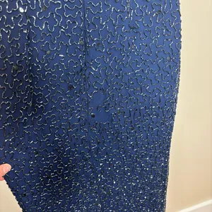 Andretta Donatello Cobalt Blue Vintage Beaded 100% Silk Gown Prom size small thumbnail 4