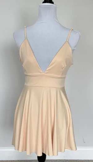 SHEIN Beige Spaghetti‎ Strap Mini Dress Sz SM thumbnail 1