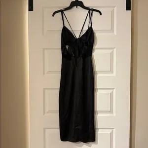 By Anthropologie Black Mesh Slip Dress, NWT thumbnail 10