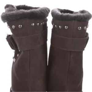 Stuart Weitzman Suede Studded Accent Moto Boots Mid Calf Size 7 Pre-Loved thumbnail 7