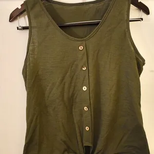Tie To Keep Up Cotton Blend Sleeveless Top In Aged Green thumbnail 1
