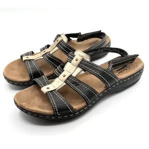 CLARKS Sandals Sz 9 Womens -‎ Black/Tan Leather Leisa Sling back Comfort thumbnail 3