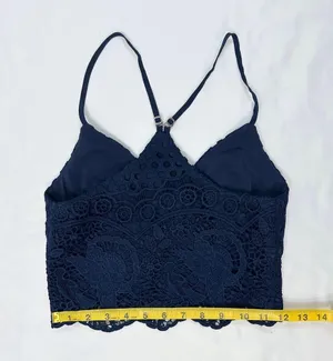 Abercrombie Crochet Lace Racerback Crop Tank - Navy - XS thumbnail 5