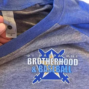 Baseball Raglan Fraternity Pi Kappa Phi Tee Shirt Blue Gray 3/4 Sleeve Medium thumbnail 5