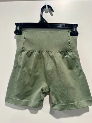 AYBL Balance V2 Seamless High Rise Gym Shorts Olive Green L thumbnail 2