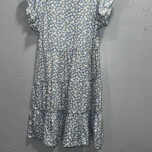 Altar'd State Blue Daisy Floral Tiered Babydoll Mini‎ Dress V-Neck Small USA thumbnail 3